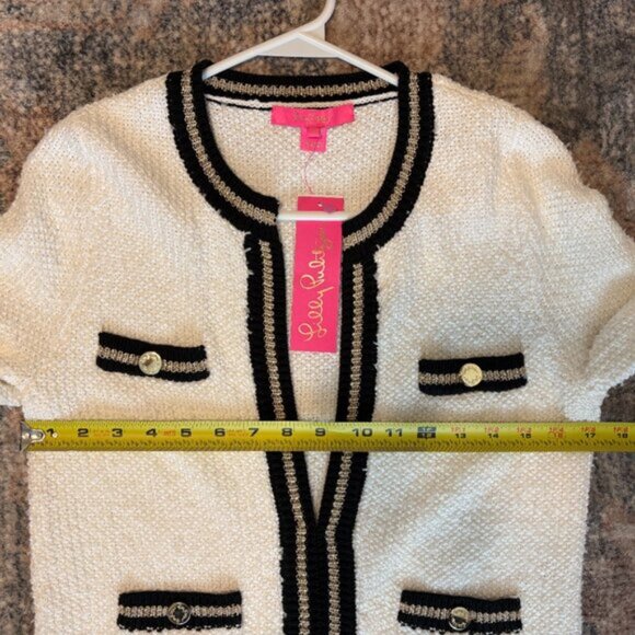 Lilly Pulitzer Women's Textured Tweed Nalayna Cardigan Sweater Top S White NWT - Picture 9 of 12